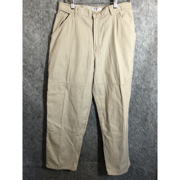 Vintage Benneton Pants Mens Tan 30x32 Relaxed Fit Carpenter Loose Baggy Classic - Picture 1 of 7